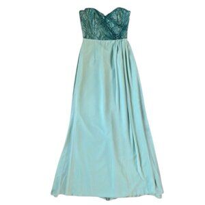 Jim Hjelm Strapless Chiffon Sweetheart Neckline Lace Bodice Green Gown 6 NWT